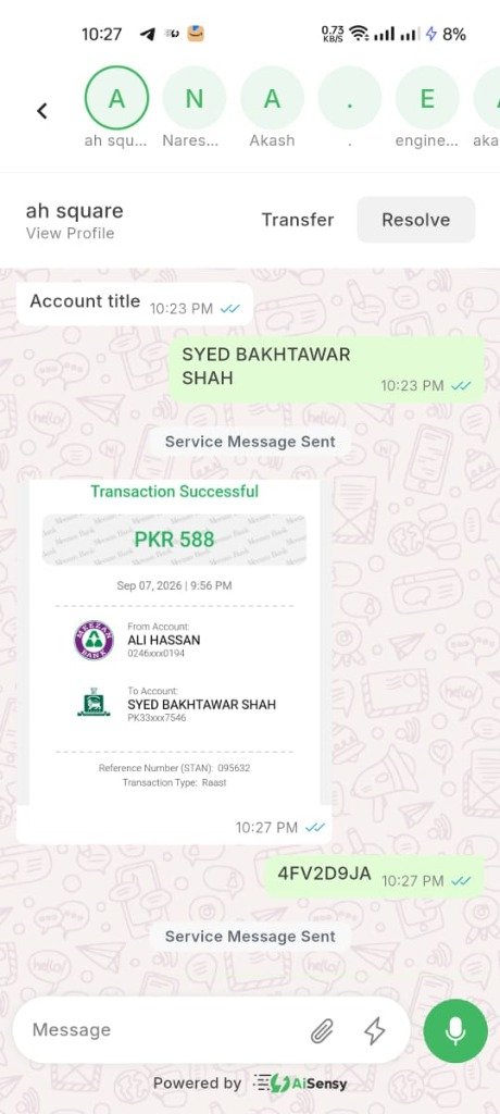 Meezan Bank PKR 588 Verified Transfer